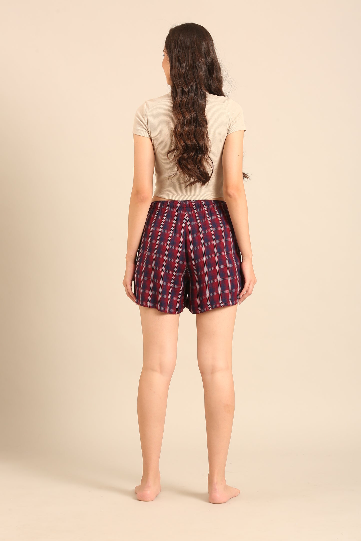 Ruby Check Cotton Women's Shorts Only