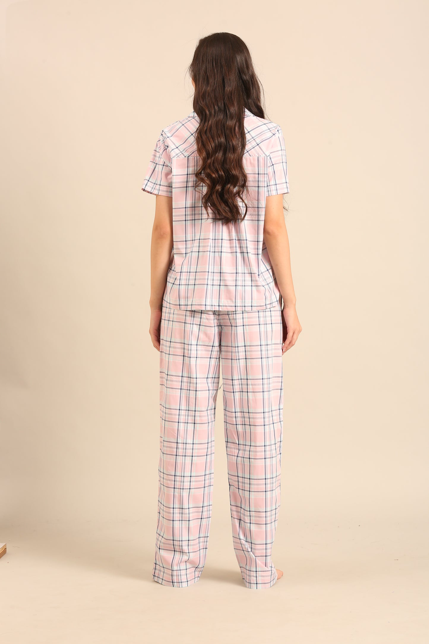 Annette Check Cotton Women's Pajama Set - Half Sleeves
