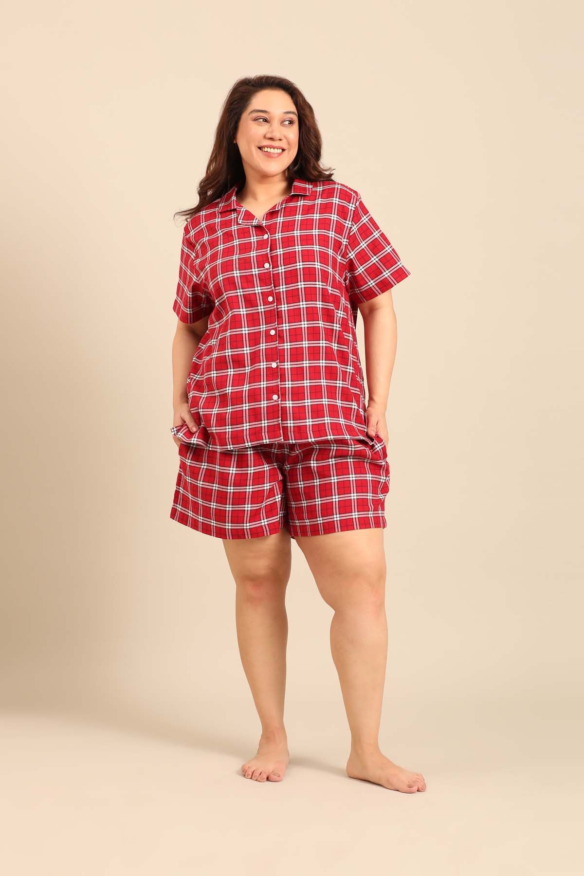 Rosette Check Women's Cotton Twill Shorts
