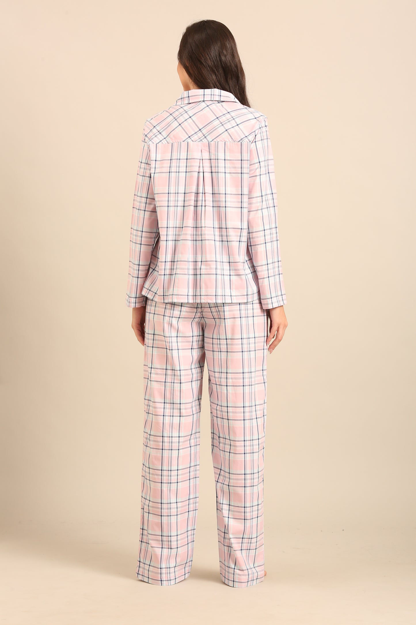 Annette Check Cotton Women's Pajama Set - Full Sleeves