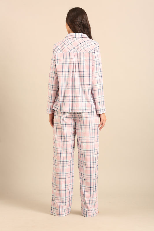 Annette Check Cotton Women's Pajama Set - Full Sleeves