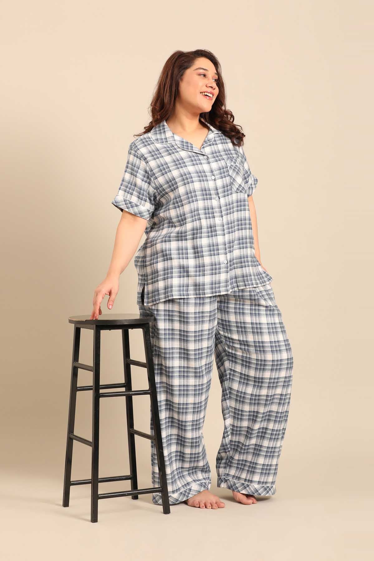 Ivana Check Women's Cotton Twill Shirt - Half Sleeves