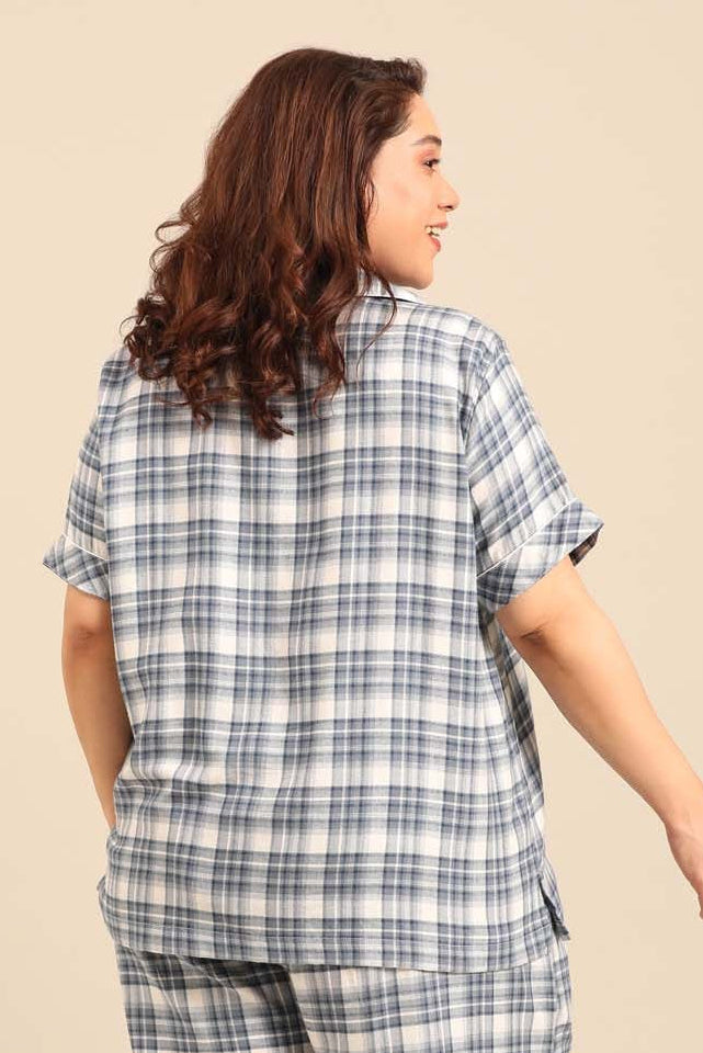 Ivana Check Women's Cotton Twill Shirt - Half Sleeves