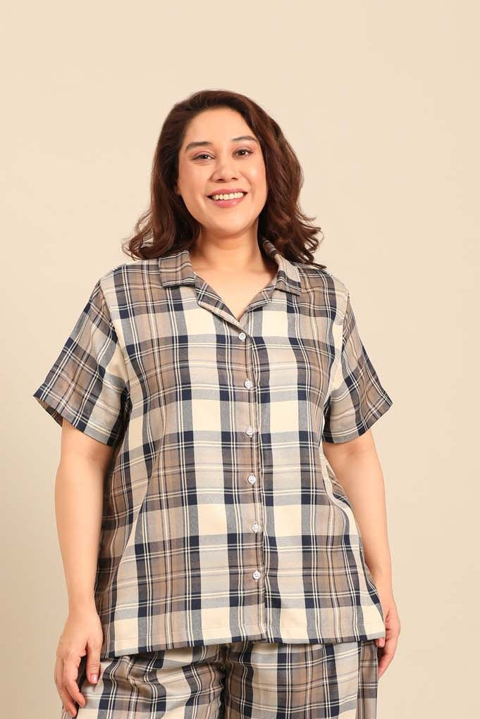 Georgia Plaid Women's Cotton Shirt - Half Sleeves
