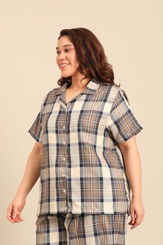 Georgia Plaid Women's Cotton Shirt - Half Sleeves