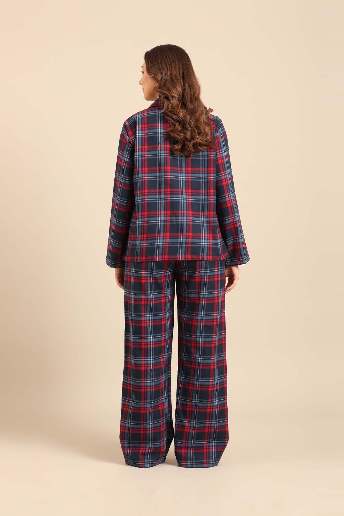 Elisa Plaid Cotton Twill Women's Pajama Set - Full Sleeves