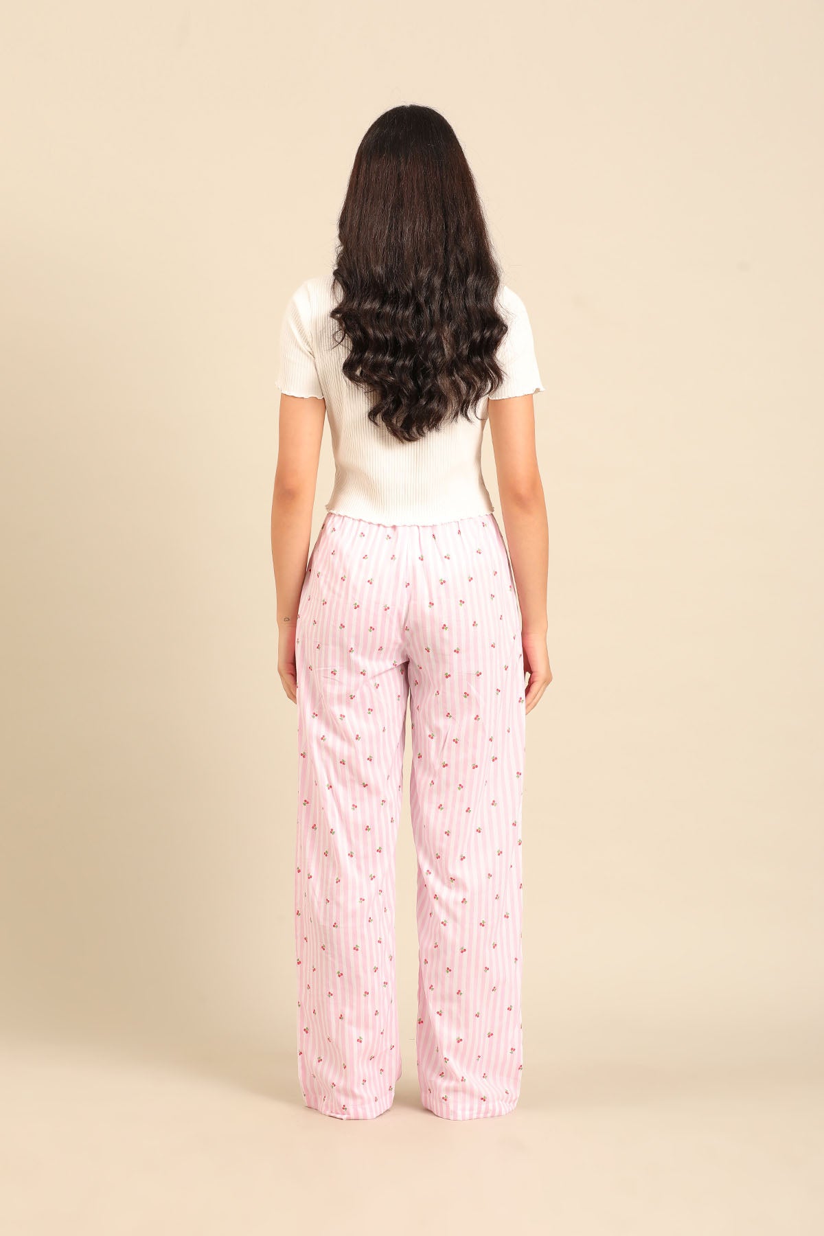 Cherry Stripe Cotton Women's Pajama Only