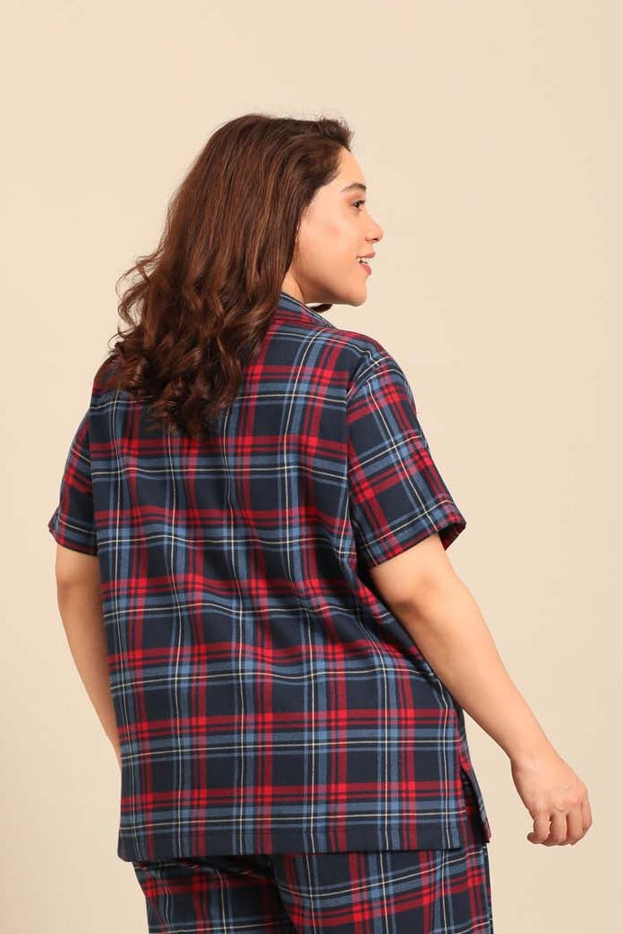 Elisa Plaid Women's Cotton Shirt - Half Sleeves