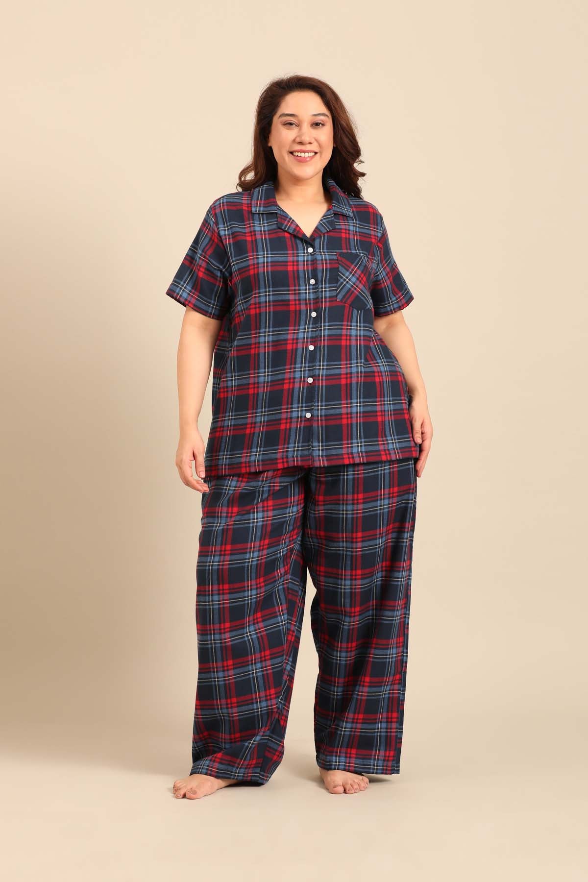 Elisa Plaid Women's Cotton Shirt - Half Sleeves