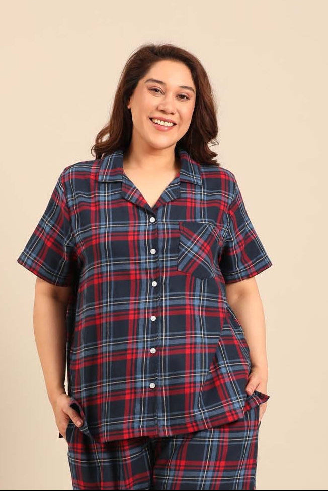 Elisa Plaid Women's Cotton Shirt - Half Sleeves