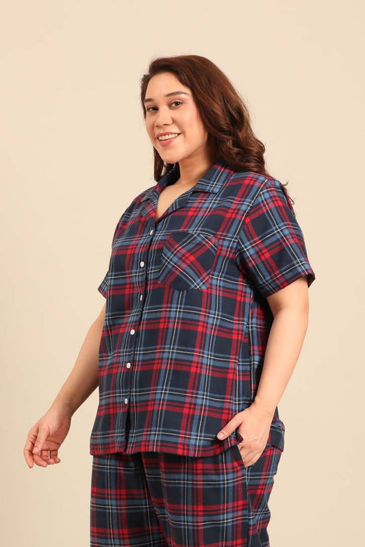 Elisa Plaid Women's Cotton Shirt - Half Sleeves