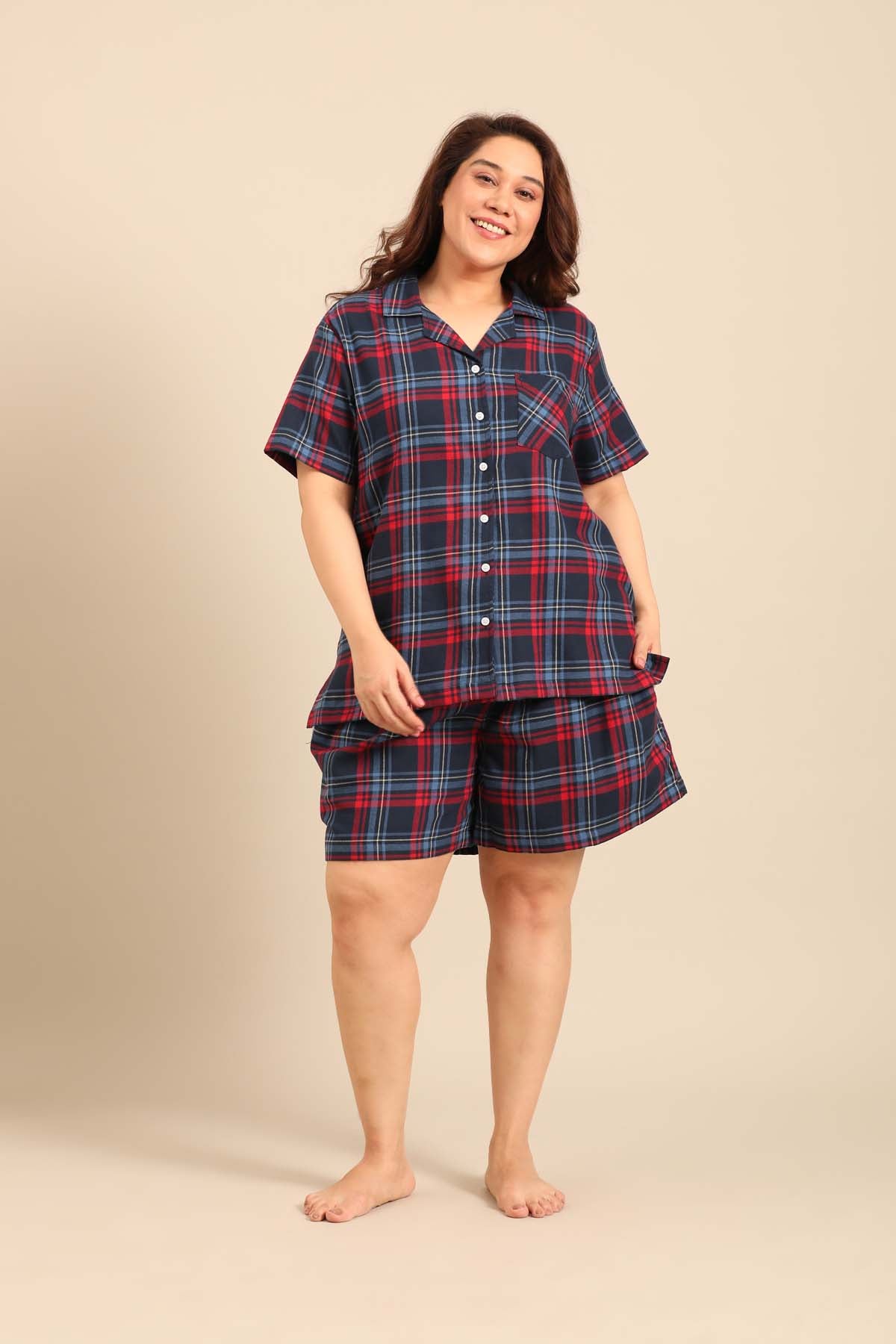 Elisa Plaid Women's Cotton Shorts