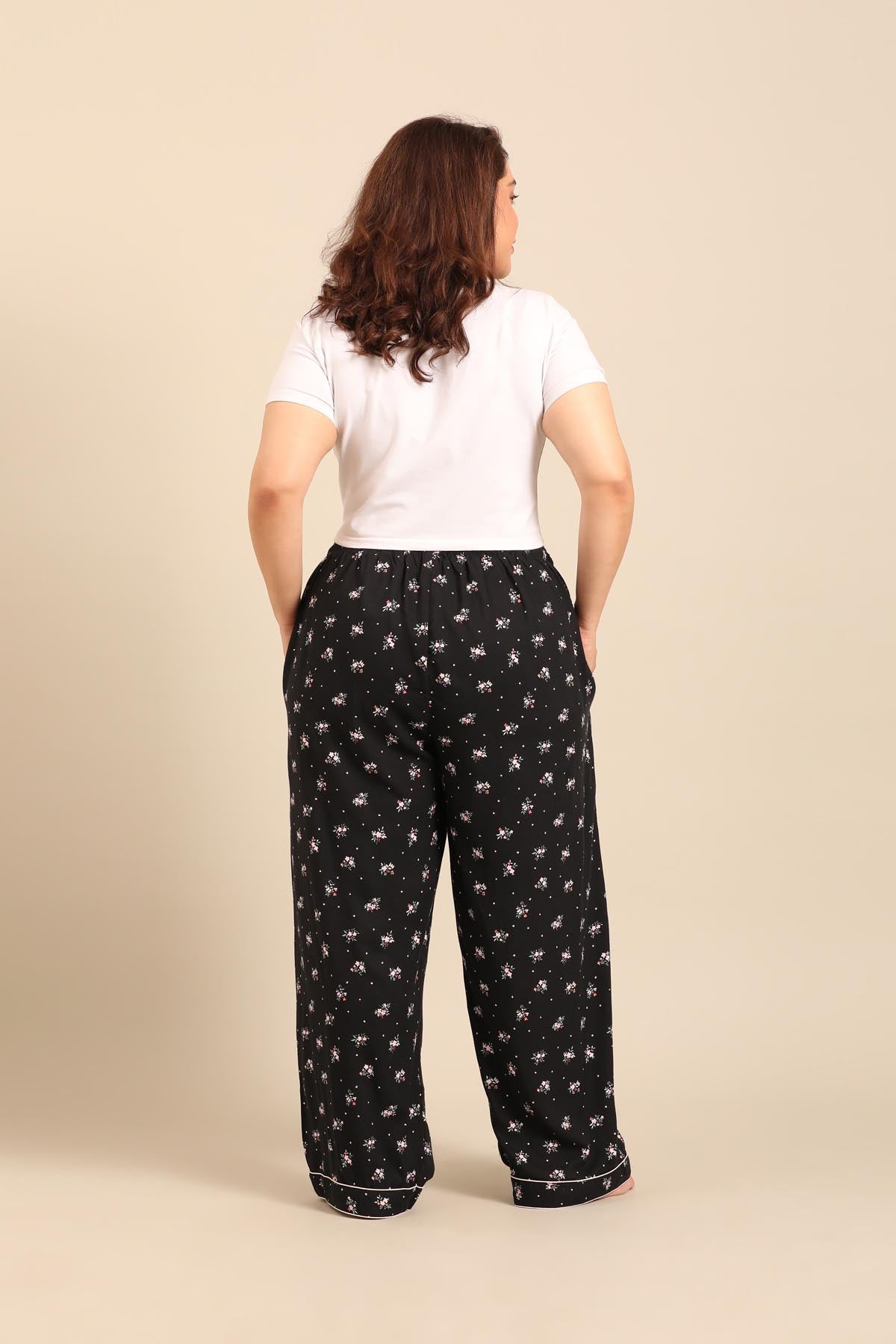 Kate Black Floral Women's Viscose Pajama