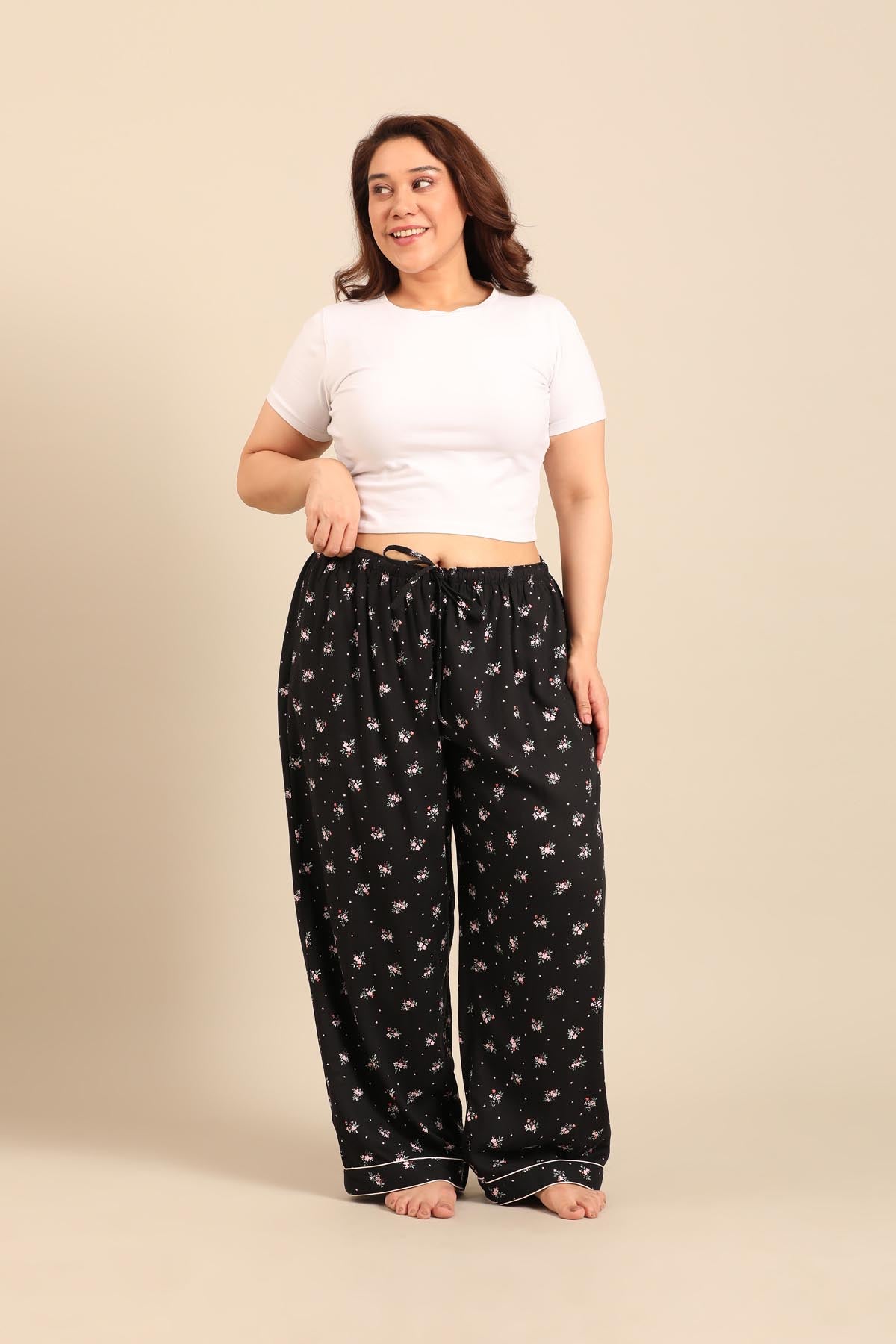 Kate Black Floral Women's Viscose Pajama