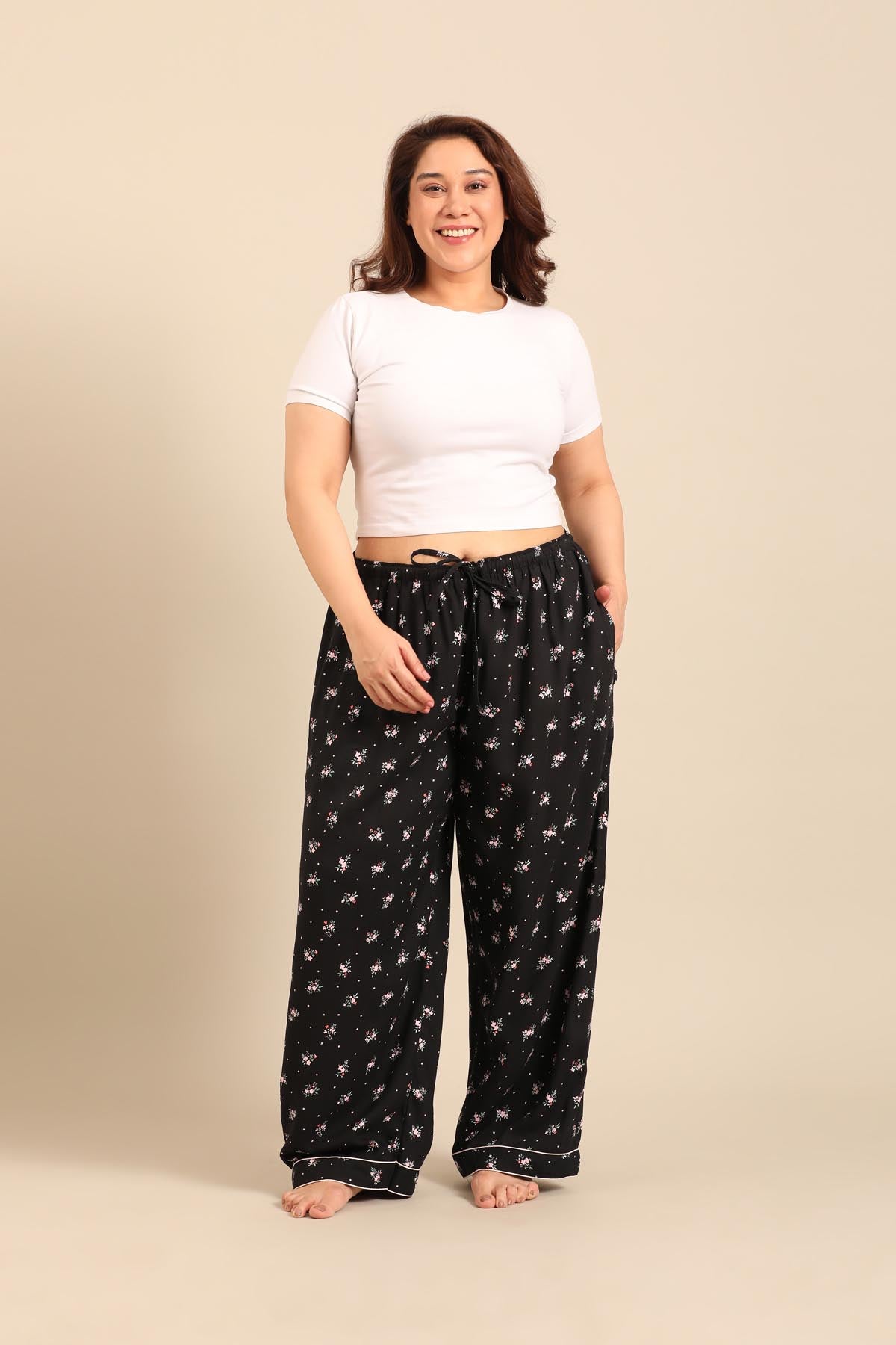 Kate Black Floral Women's Viscose Pajama
