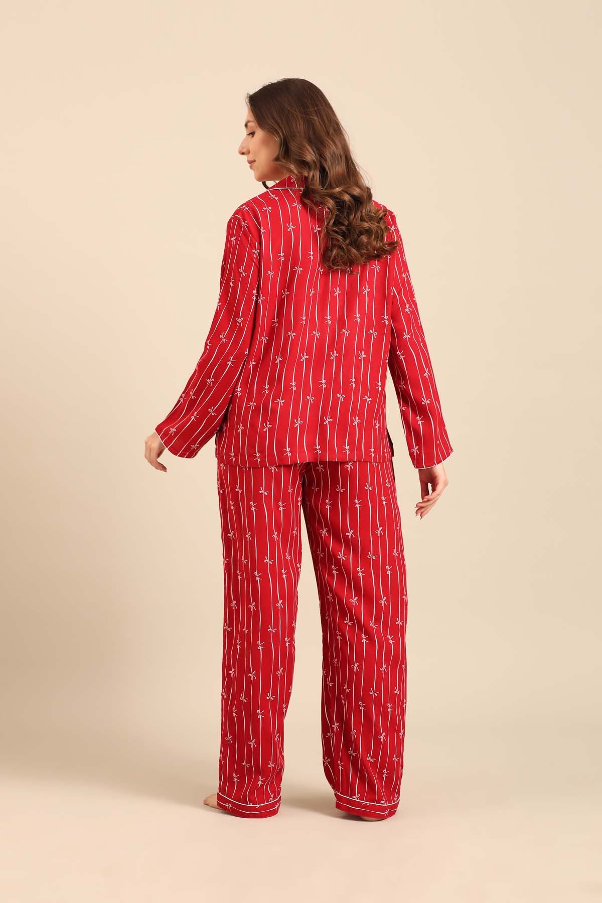 Scarlet Bows Viscose Women's Pajama Set - Full Sleeves