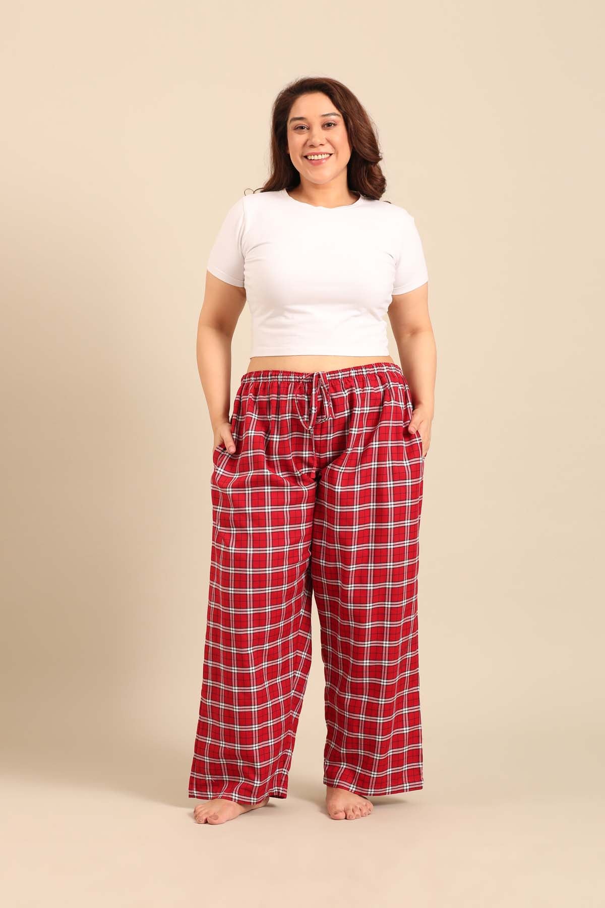 Rosette Check Cotton Twill Women's Curve Pajama Only
