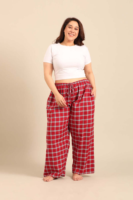 Rosette Check Cotton Twill Women's Curve Pajama Only
