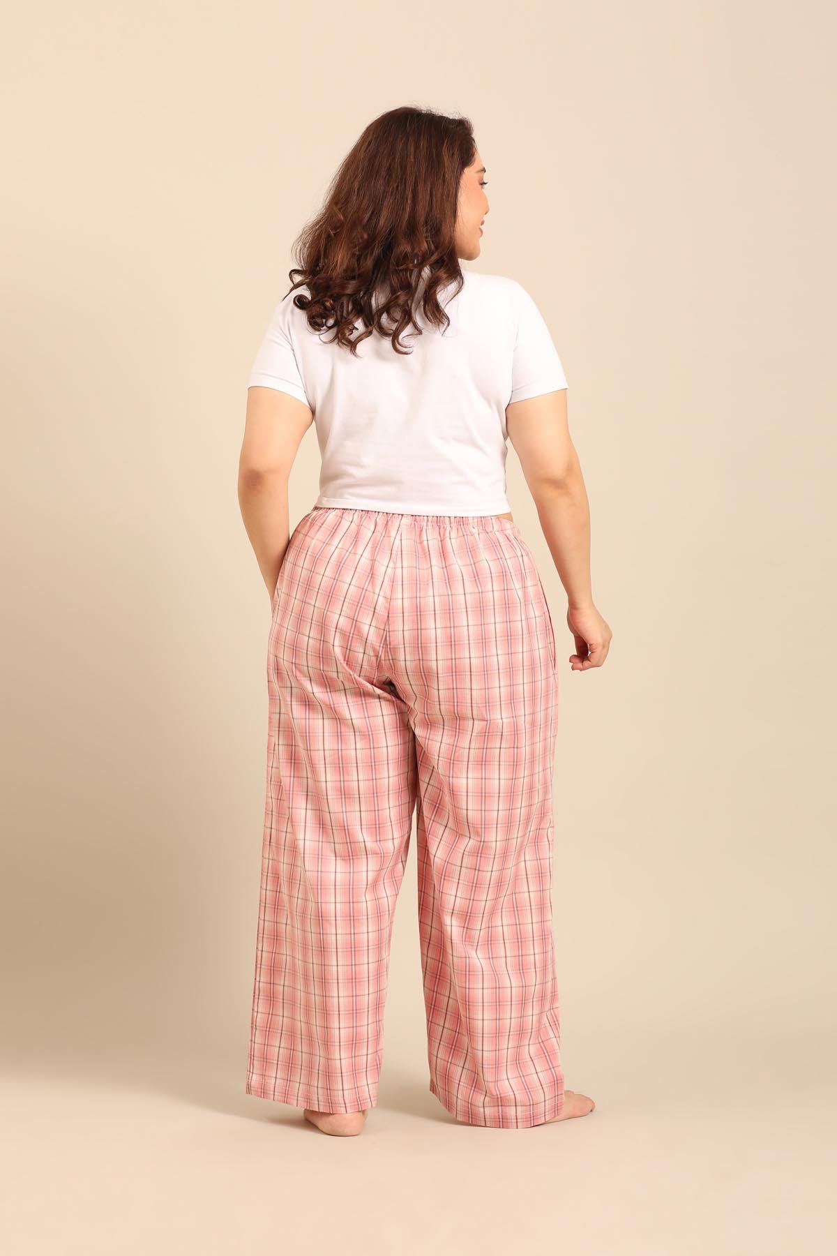 Pink Check Women's Cotton Pajama