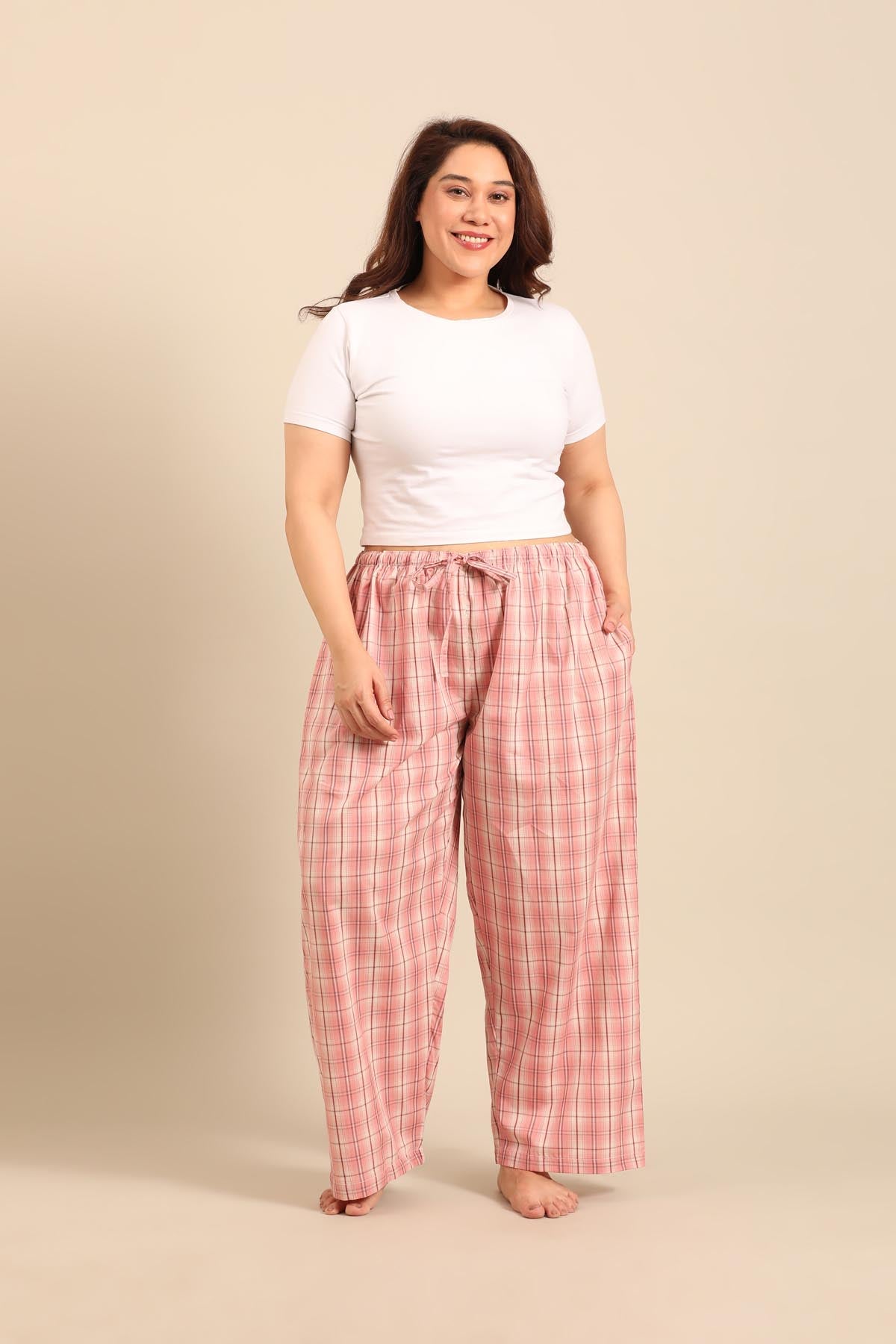Pink Check Women's Cotton Pajama