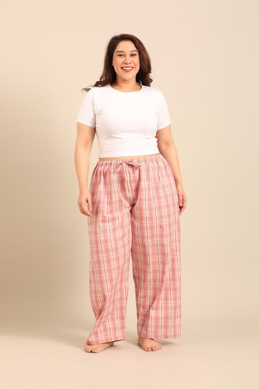 Pink Check Women's Cotton Pajama