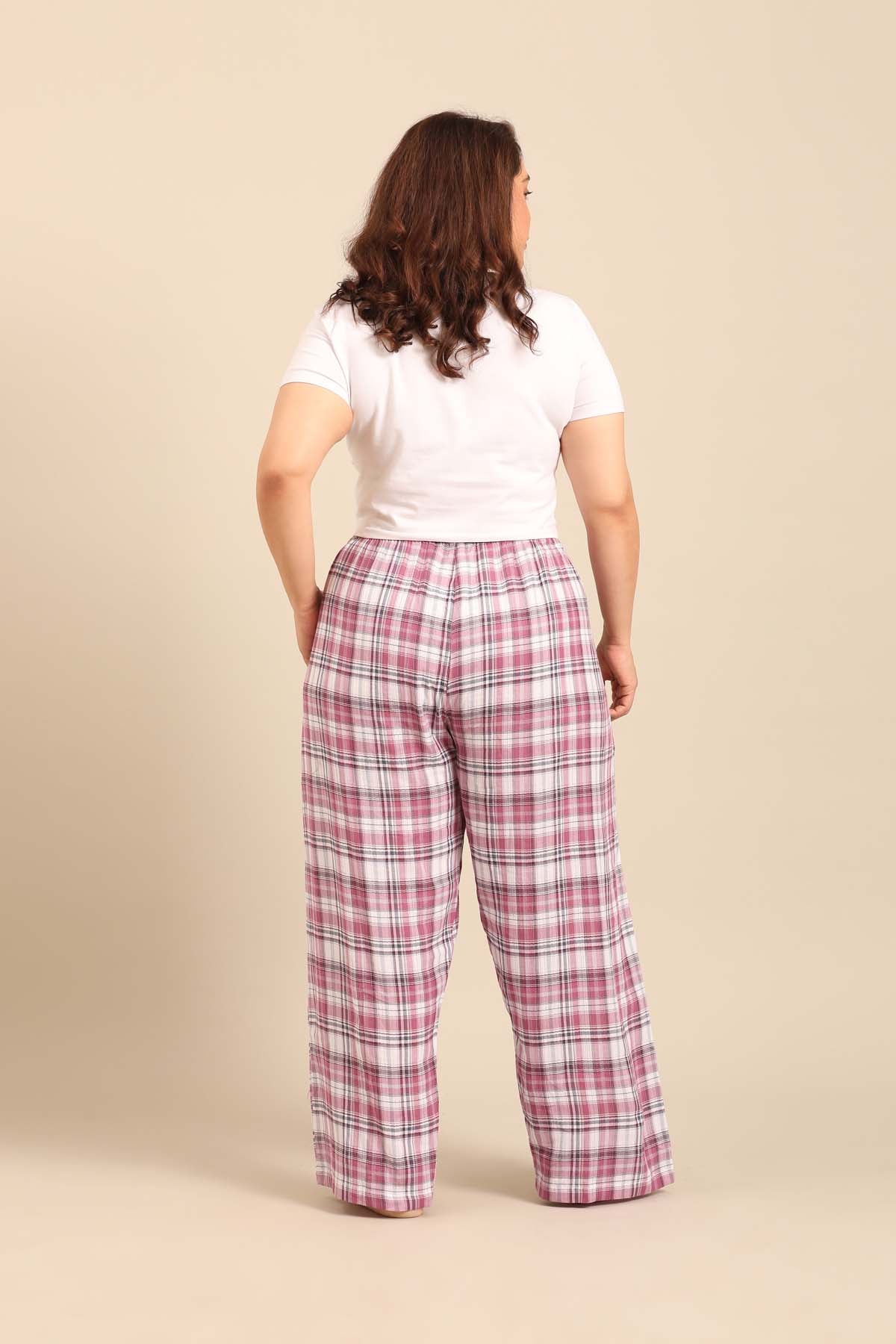 Violet Check Women's Cotton Pajama