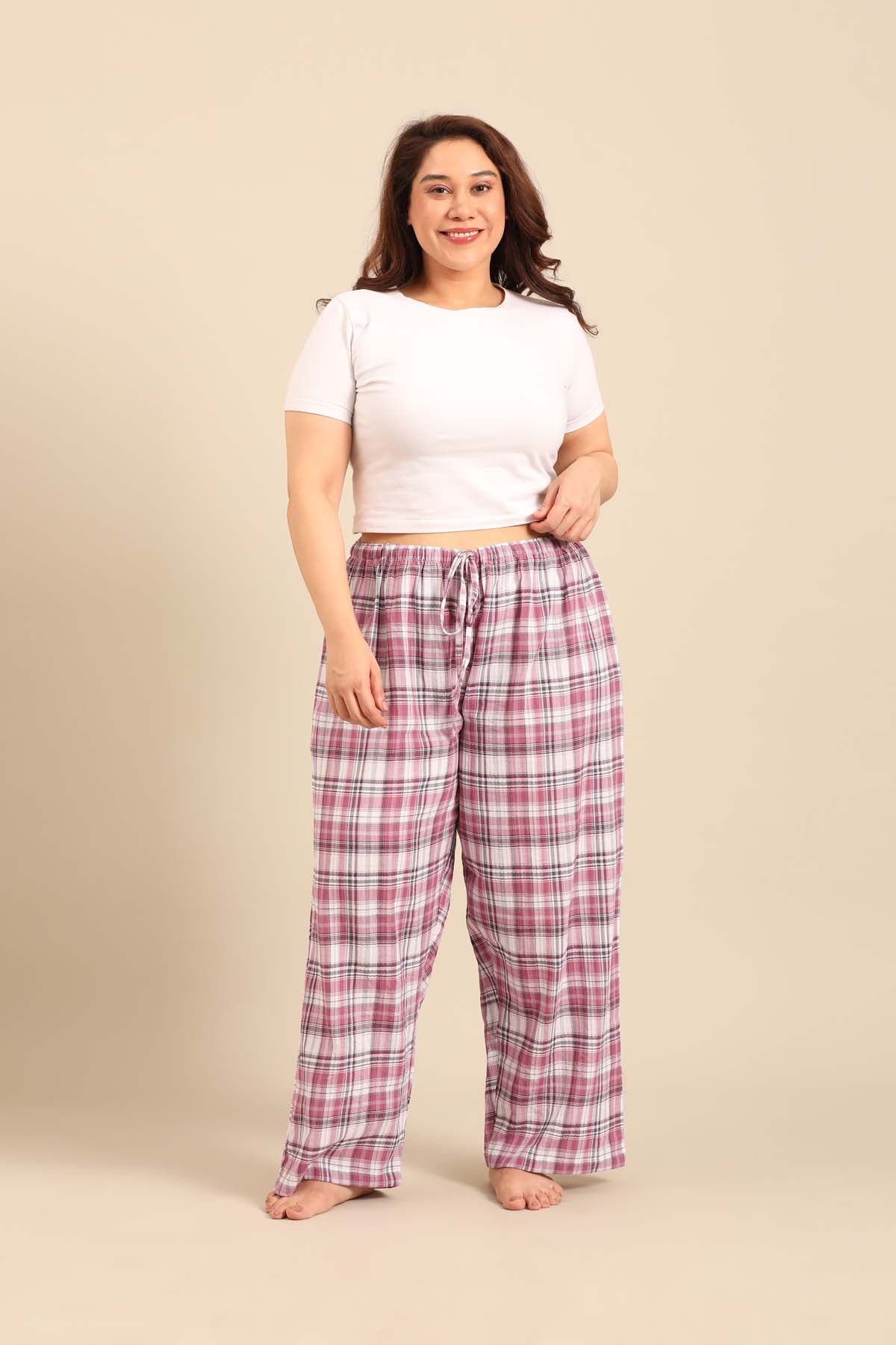 Violet Check Women's Cotton Pajama