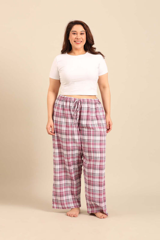 Violet Check Women's Cotton Pajama
