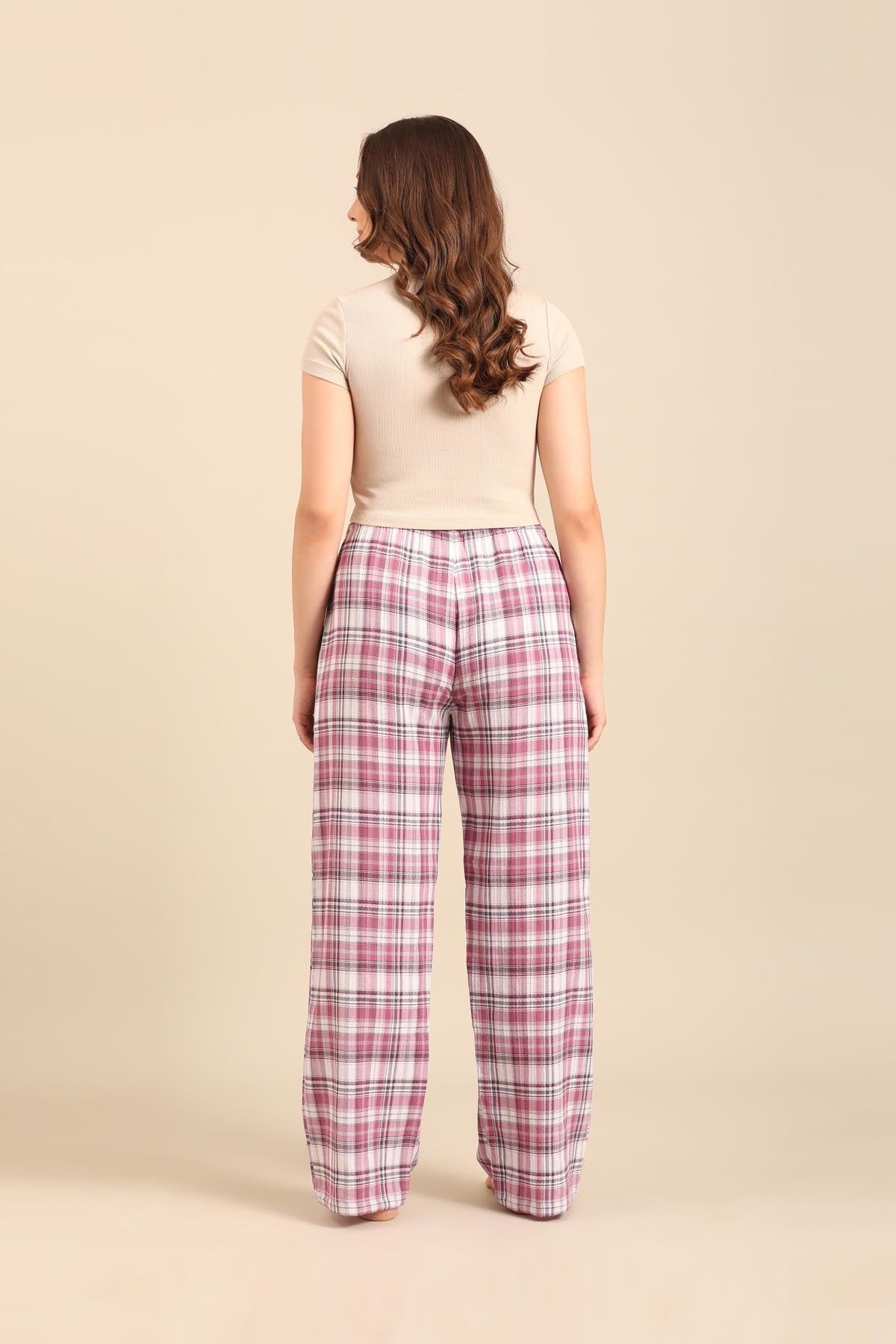 Violet Check Cotton Women's Pajama Only