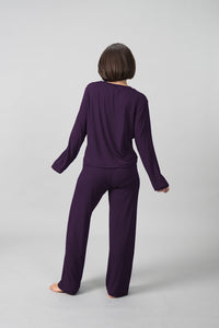 Merlot Lucy Butter-Soft Cotton Knit Women's Pajama Set- Full Sleeves