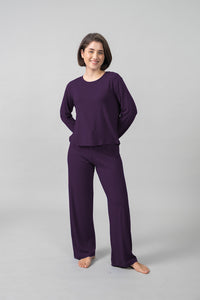Merlot Lucy Butter-Soft Cotton Knit Women's Pajama Set- Full Sleeves