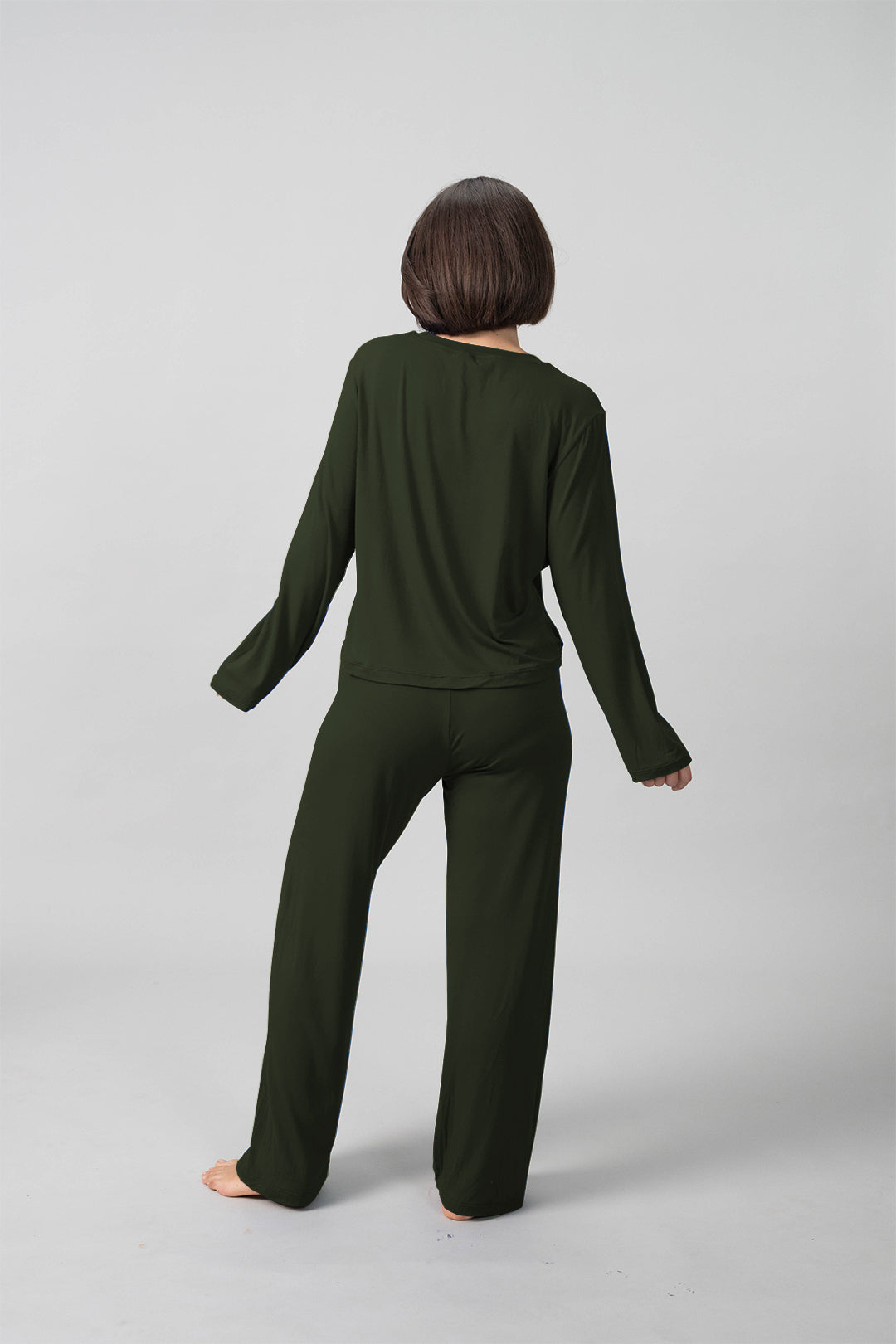 Olive Lucy Butter-Soft Cotton Knit Women's Pajama Set- Full Sleeves