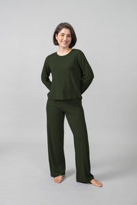 Olive Lucy Butter-Soft Cotton Knit Women's Pajama Set- Full Sleeves