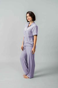 Emily Lilac Soft Cotton Women's Pajama Set - Half Sleeves