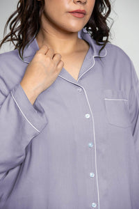Emily Lilac Soft Cotton Women's Curve Pajama Set - Full Sleeves
