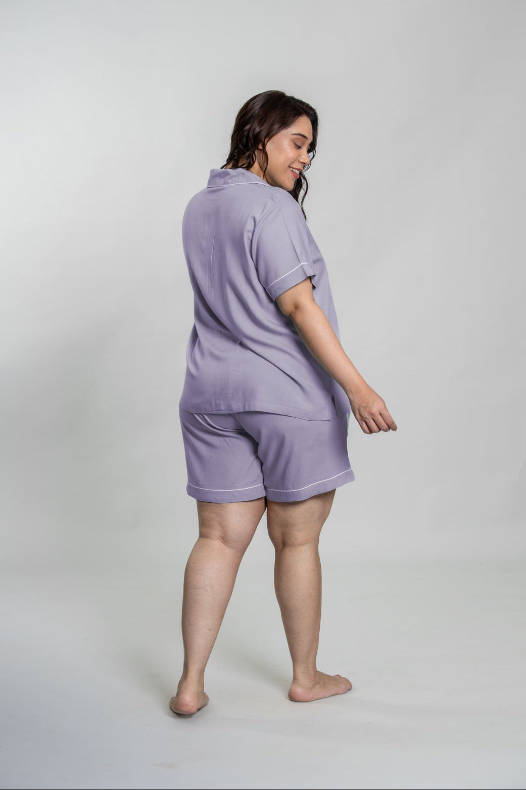 Emily Lilac Soft Cotton Women's Curve Shorts Set