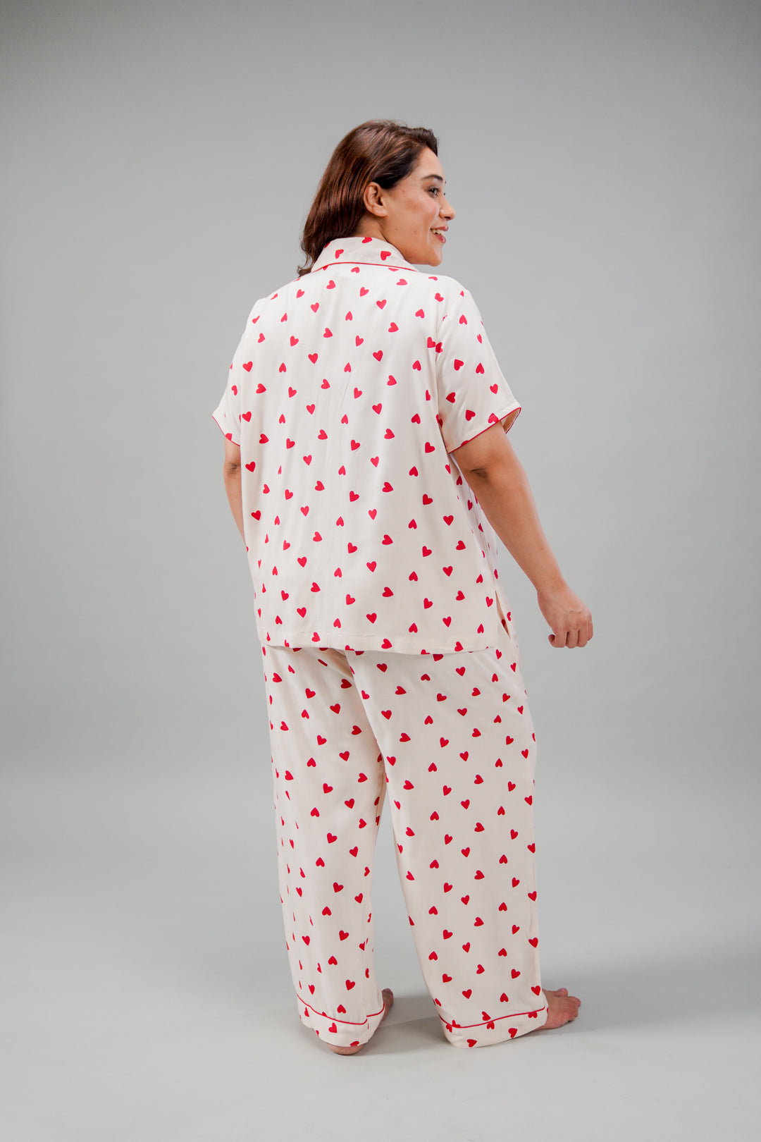 Sweetheart Print Viscose Twill Women's Curve Pajama Set