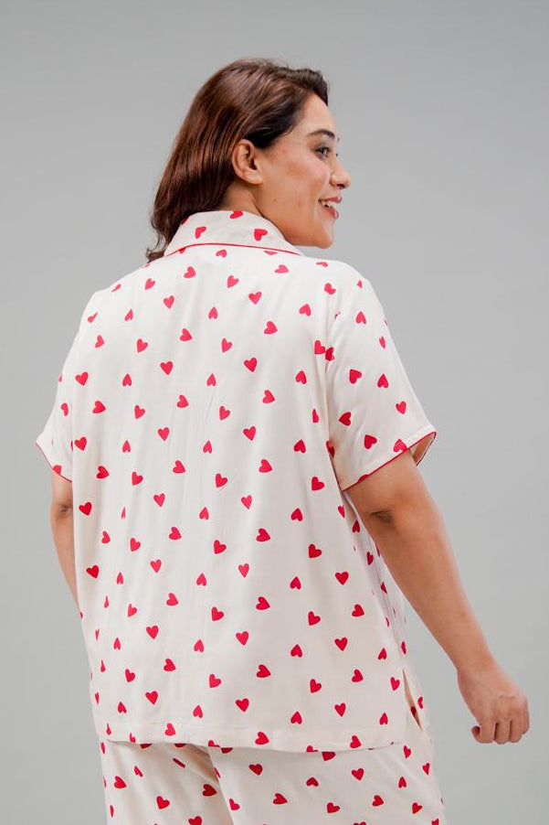 Sweetheart Print Women's Viscose Shirt - Half Sleeves