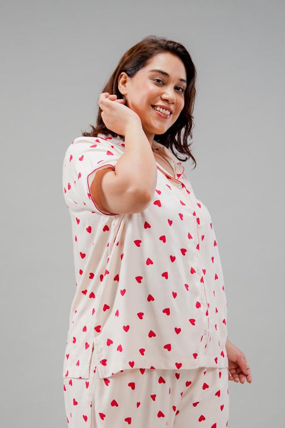 Sweetheart Print Women's Viscose Shirt - Half Sleeves
