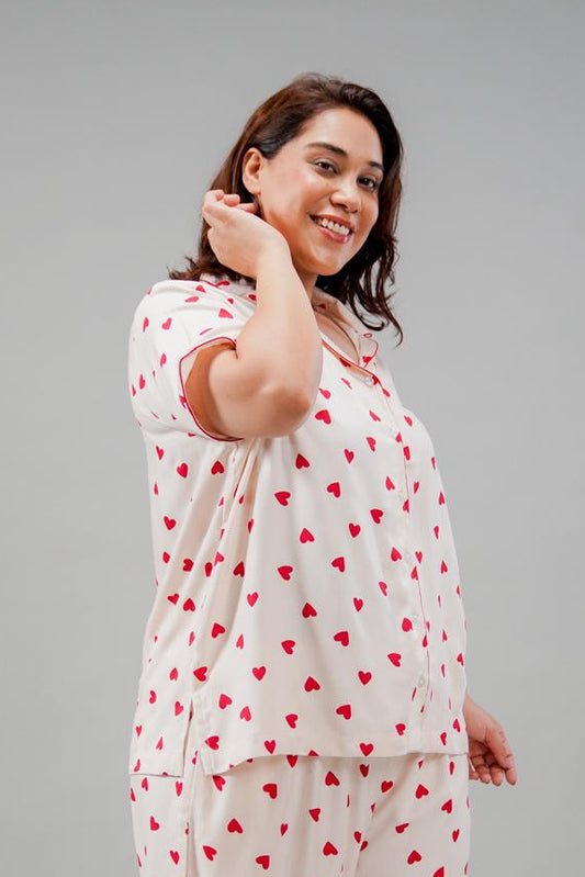 Sweetheart Print Women's Viscose Shirt Only - Half Sleeves