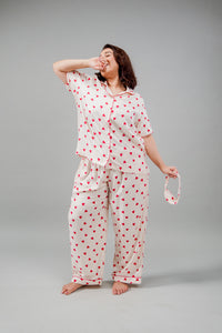 Sweetheart Print Viscose Twill Women's Curve Pajama Set