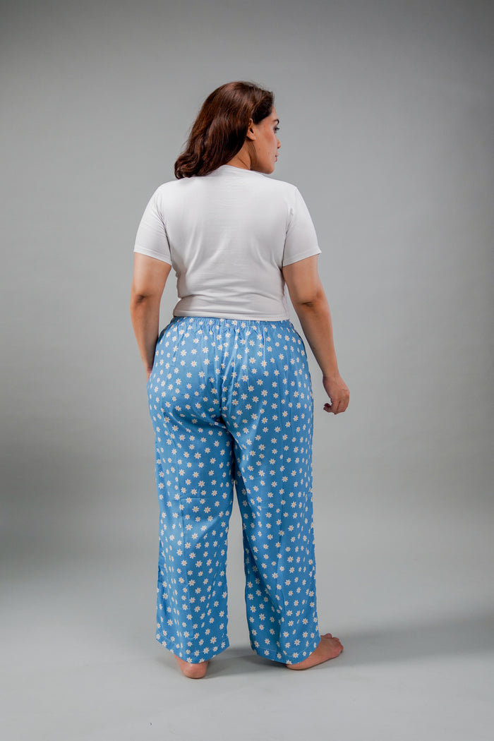 Isabella Blue Floral Cotton Blend Women's Curve Pajama
