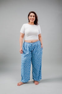 Isabella Blue Floral Cotton Blend Women's Curve Pajama