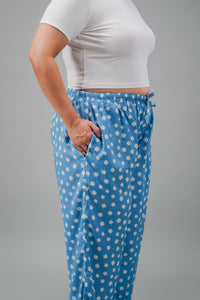 Isabella Blue Floral Cotton Blend Women's Curve Pajama