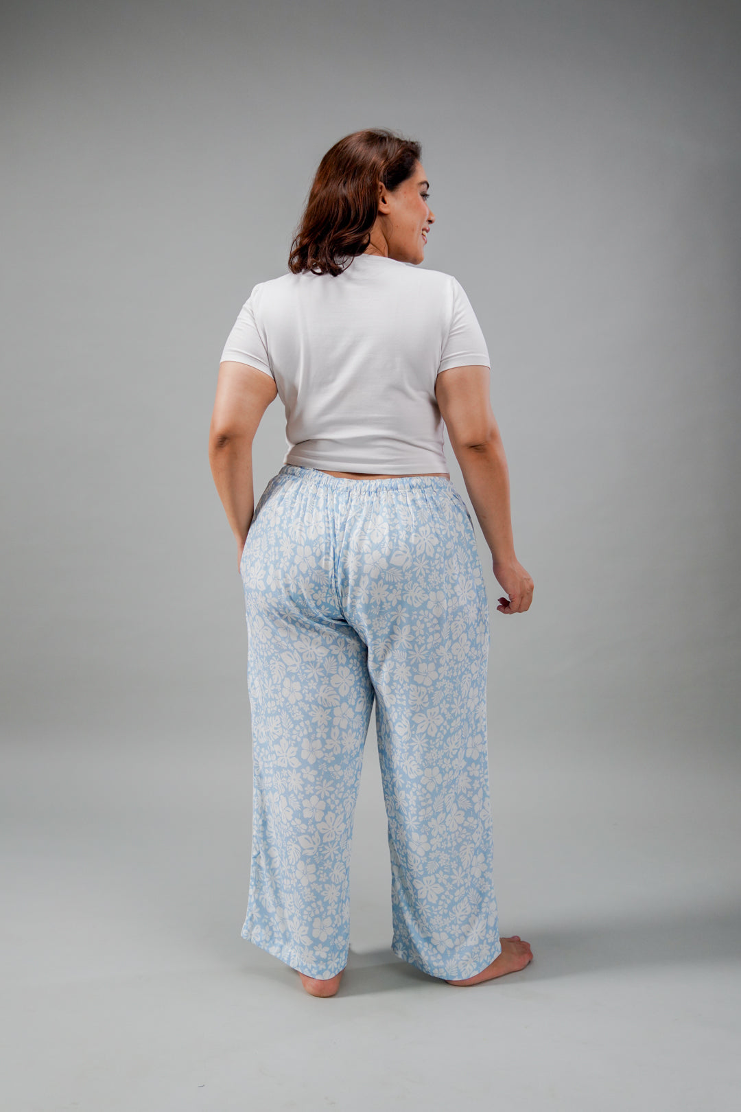 Bella Blue Printed Cotton Blend Women's Curve Pajama