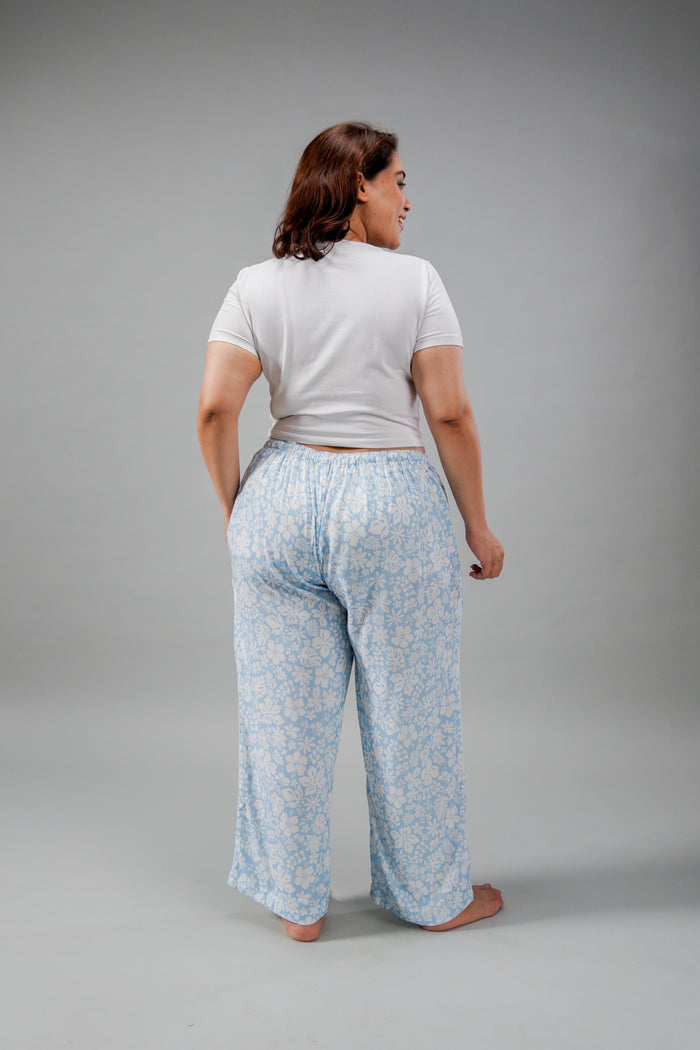 Bella Blue Printed Cotton Blend Women's Curve Pajama