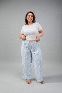 Bella Blue Printed Cotton Blend Women's Curve Pajama