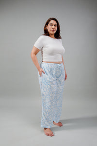 Bella Blue Printed Cotton Blend Women's Curve Pajama