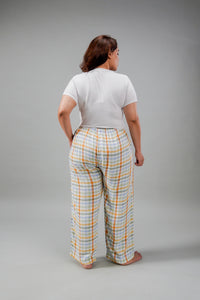 Pastel Check Cotton Blend Women's Curve Pajama