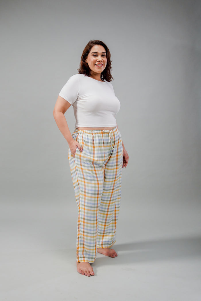Pastel Check Cotton Blend Women's Curve Pajama